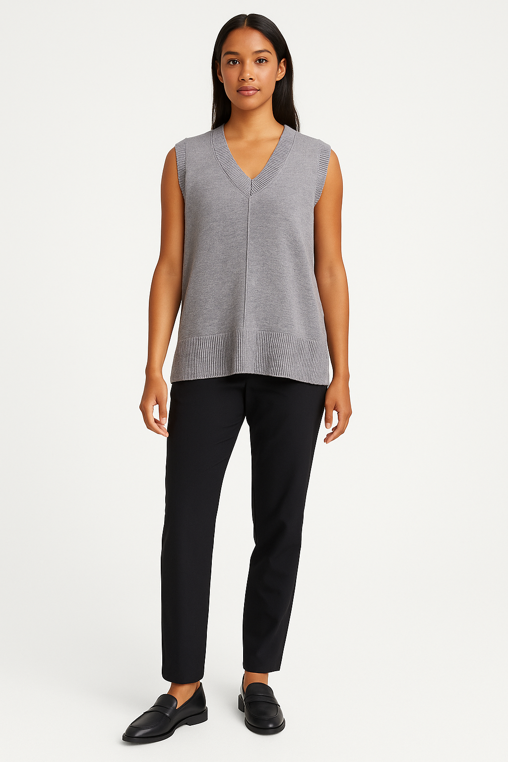 Pull sans manche col V