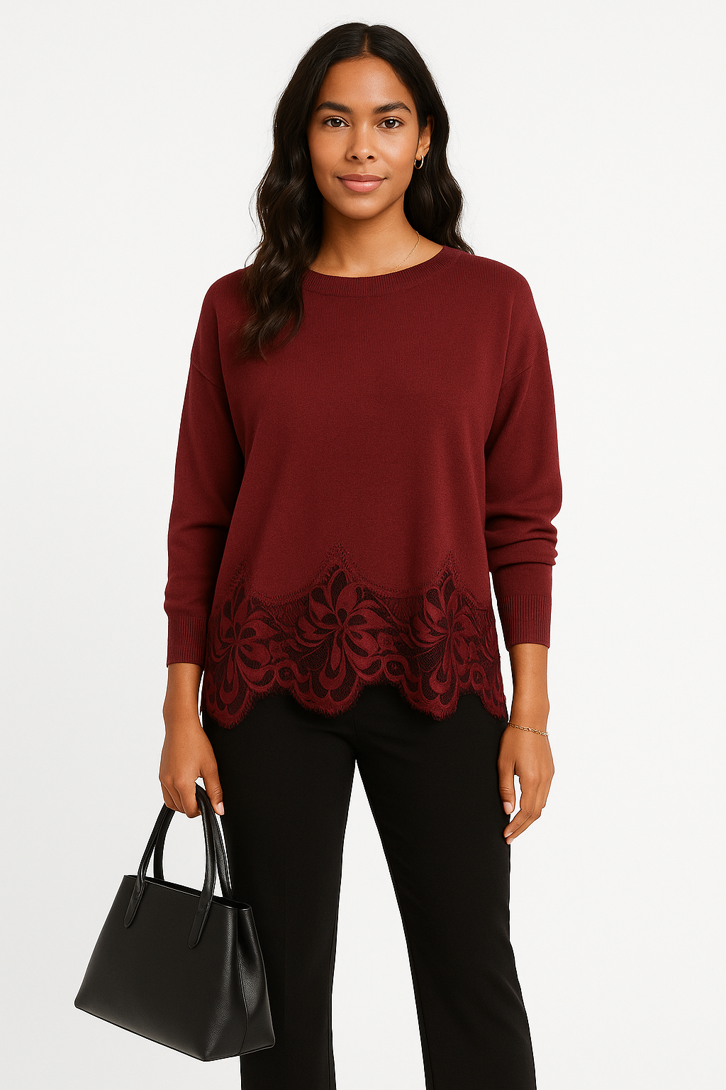 Pull manches longues dentelle