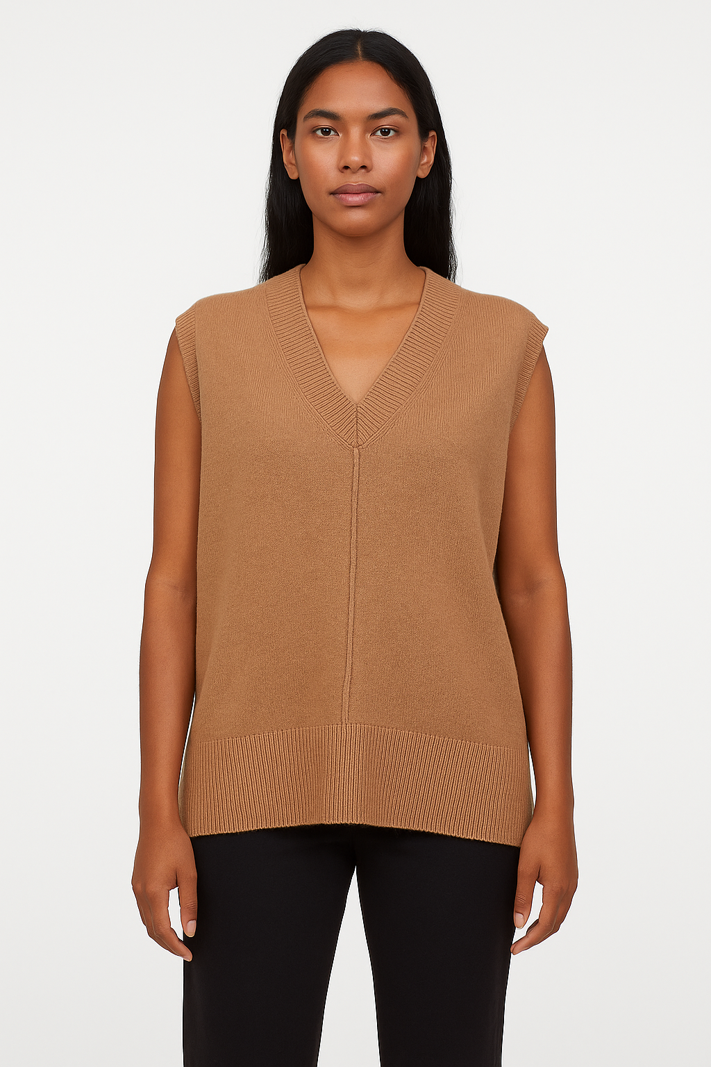 Pull sans manche col V