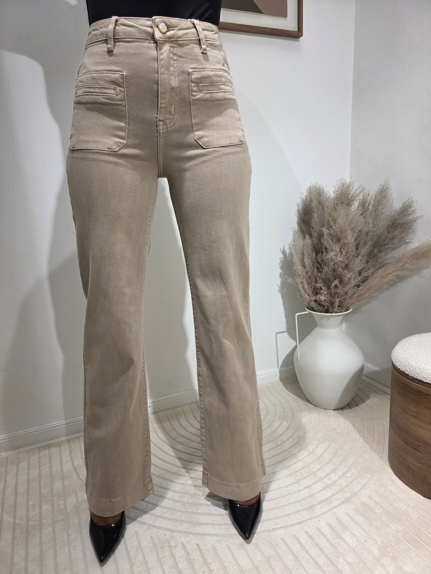 Jeans Wideleg beige