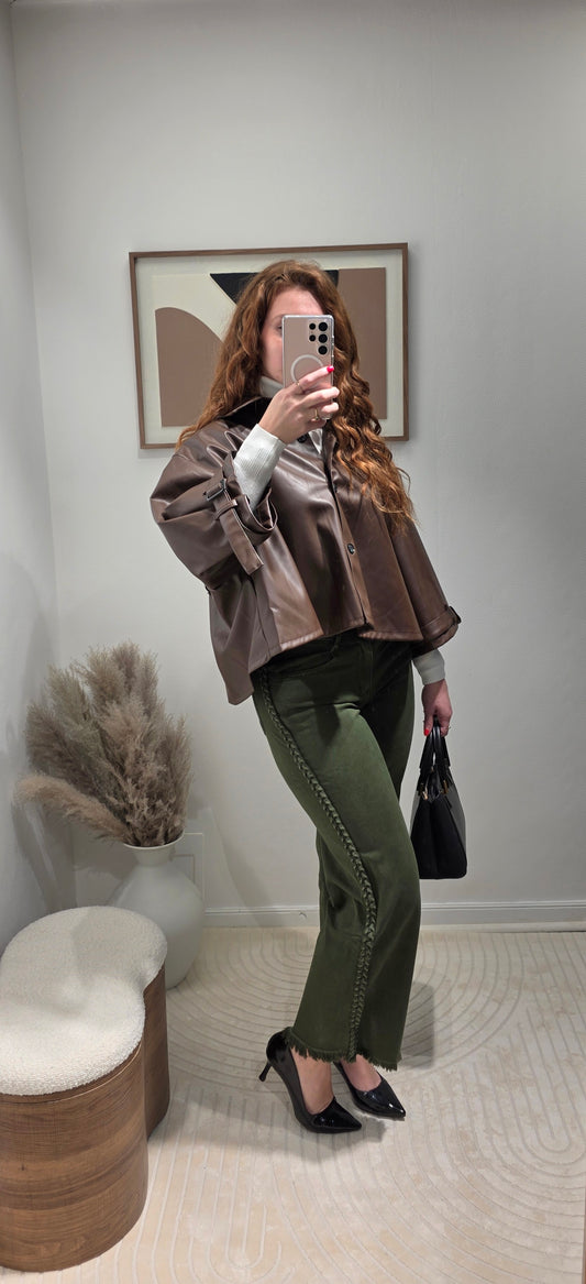 Jeans Wideleg tresse kaki