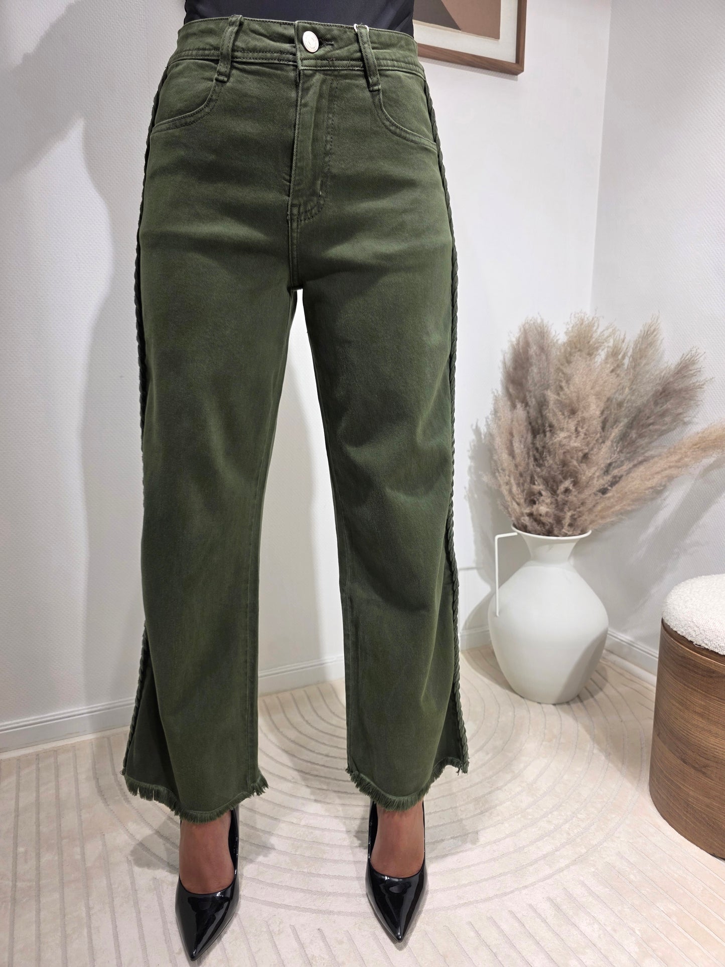 Jeans Wideleg tresse kaki