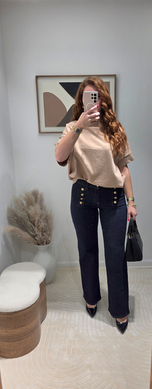 Jeans Wideleg brut boutons dorés