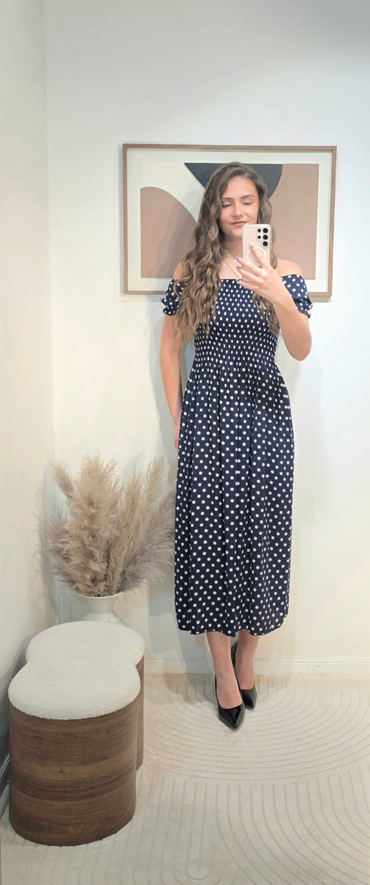 Robe longue à pois