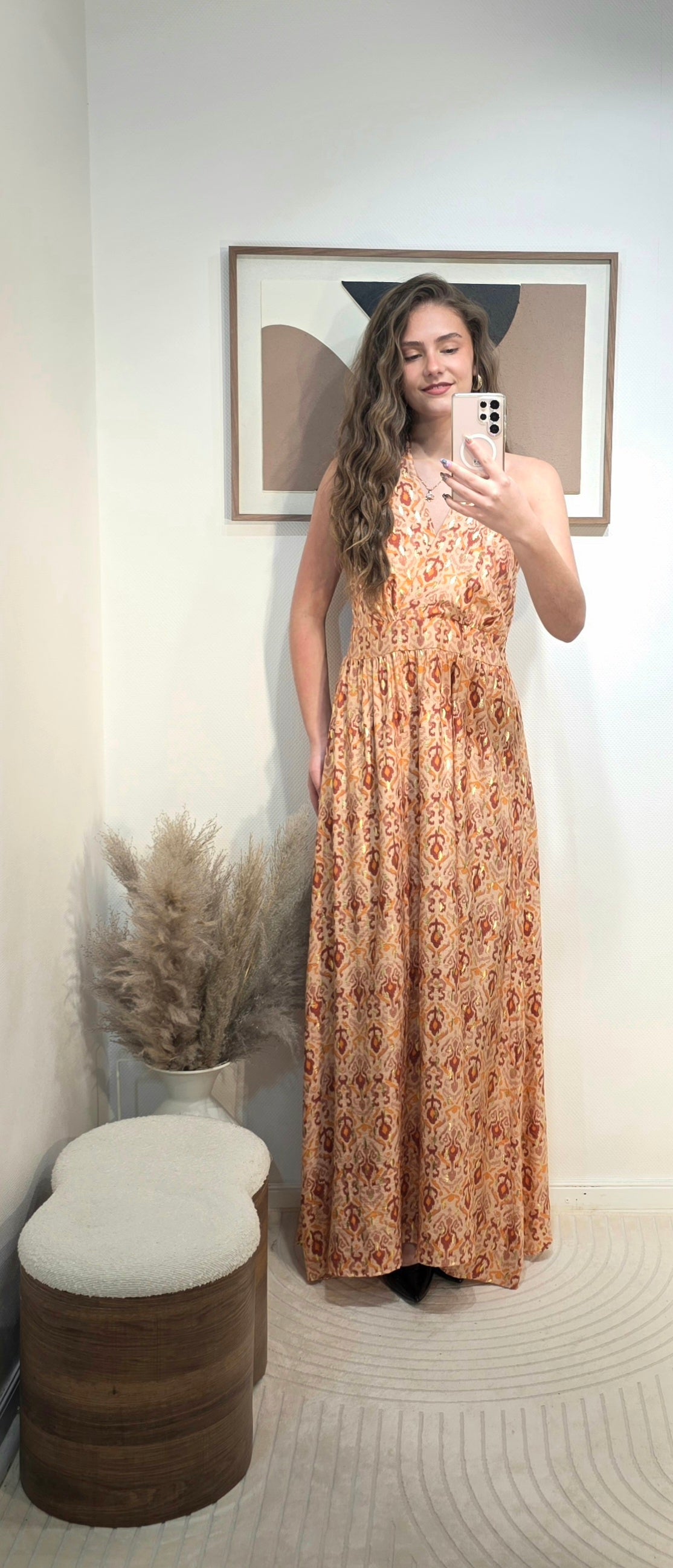 Robe longue à motifs