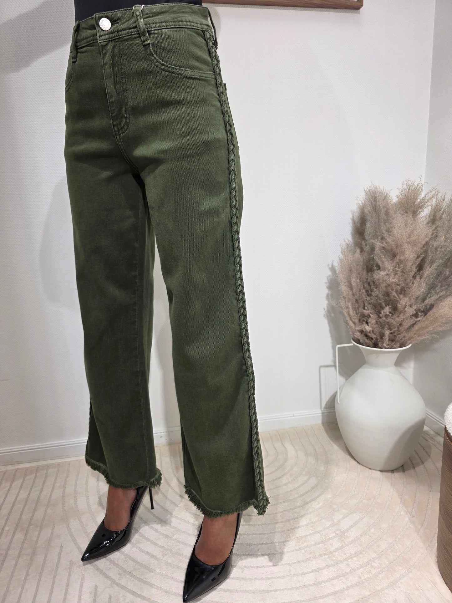 Jeans Wideleg tresse kaki