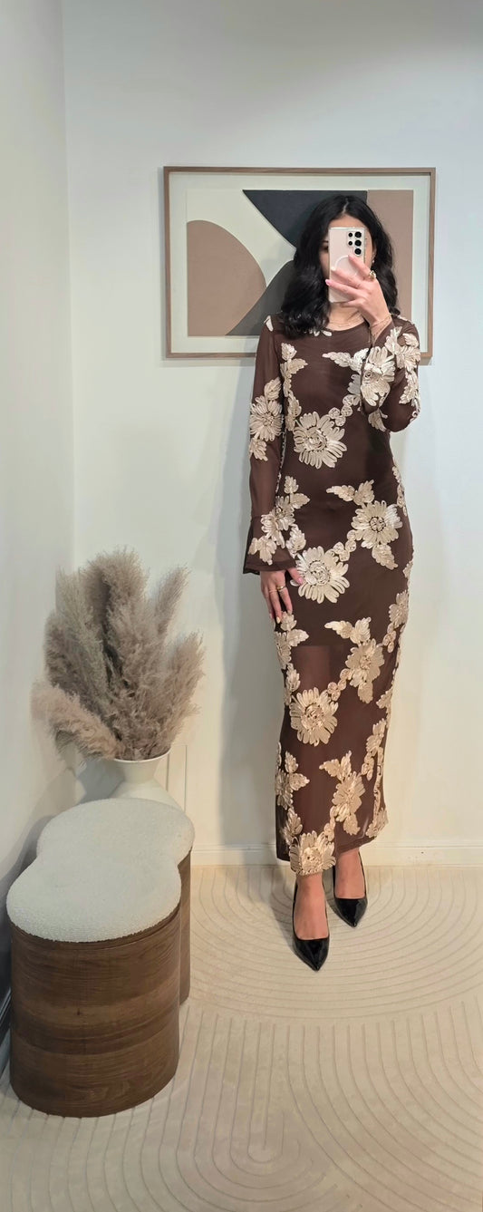 Robe longue brodée