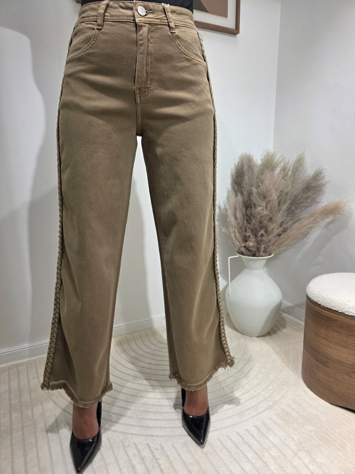 Jeans Wideleg tresse taupe