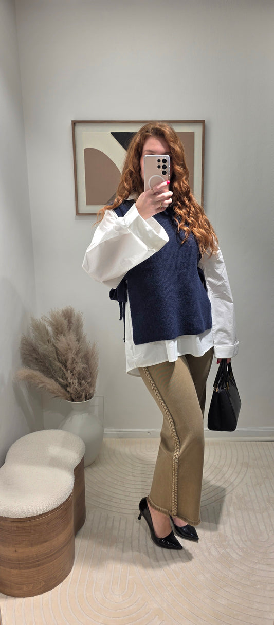 Jeans Wideleg tresse taupe