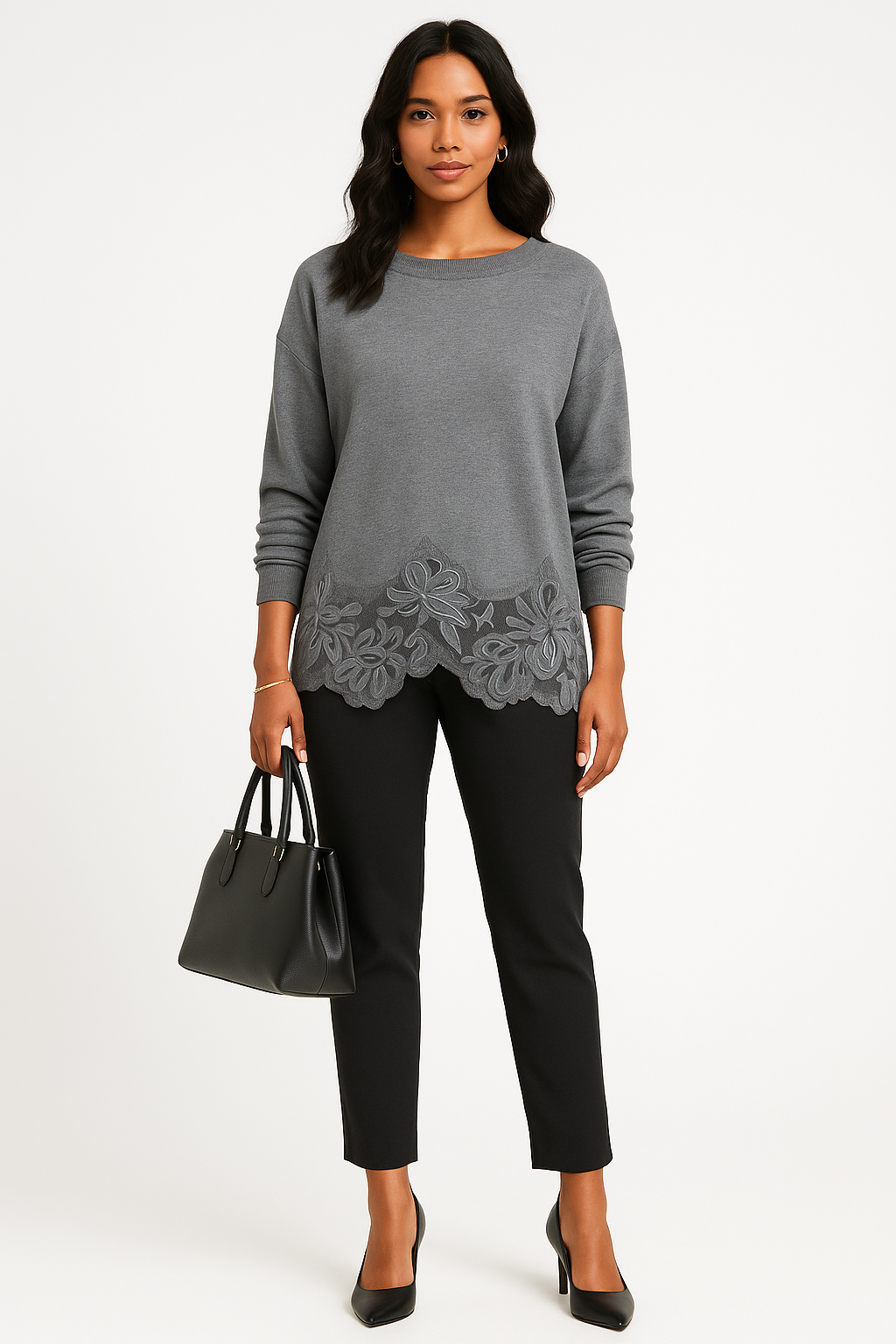 Pull manches longues dentelle